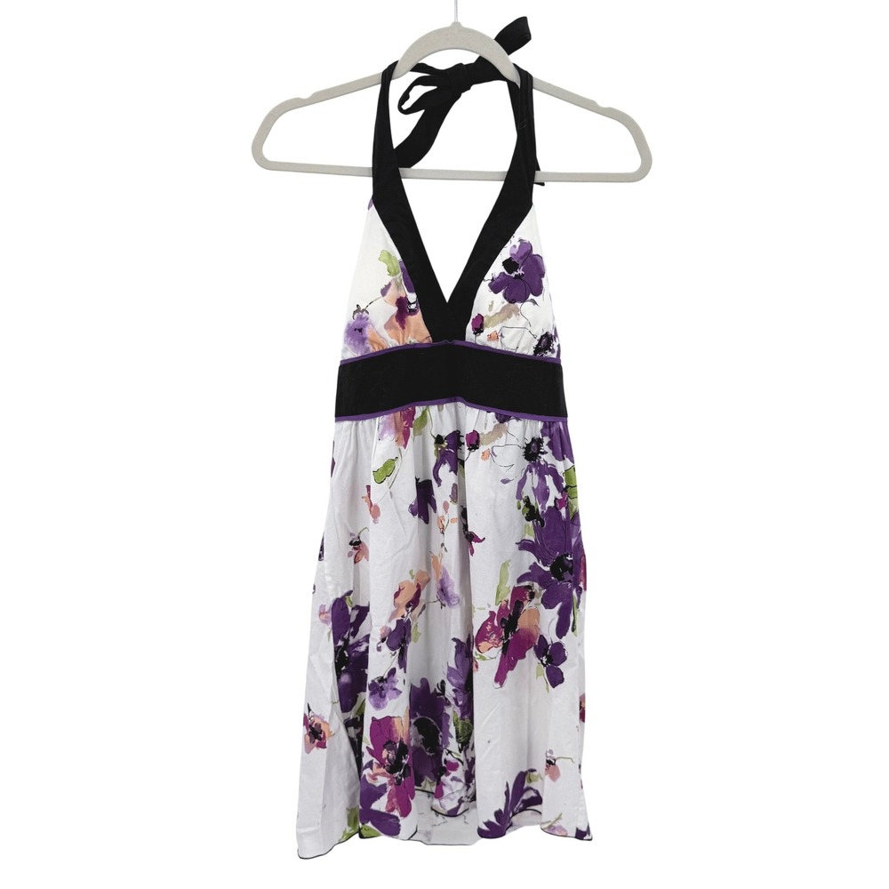 Speechless Floral Halter Dress Purple White Black Empire Waist Junior 90's 11